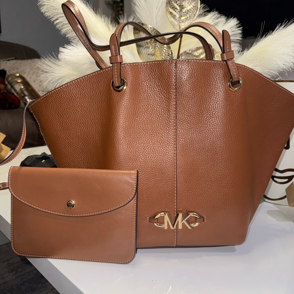 Michael Kors Tan Leather Tote with Pouch